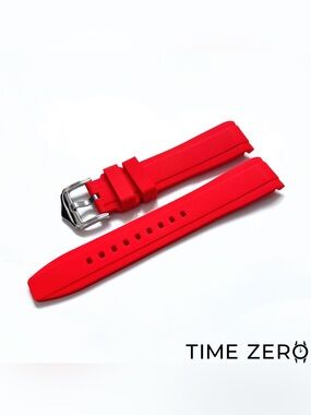 New Red Curved End Rubber Watch Strap (The Element Collection) by Time Zero